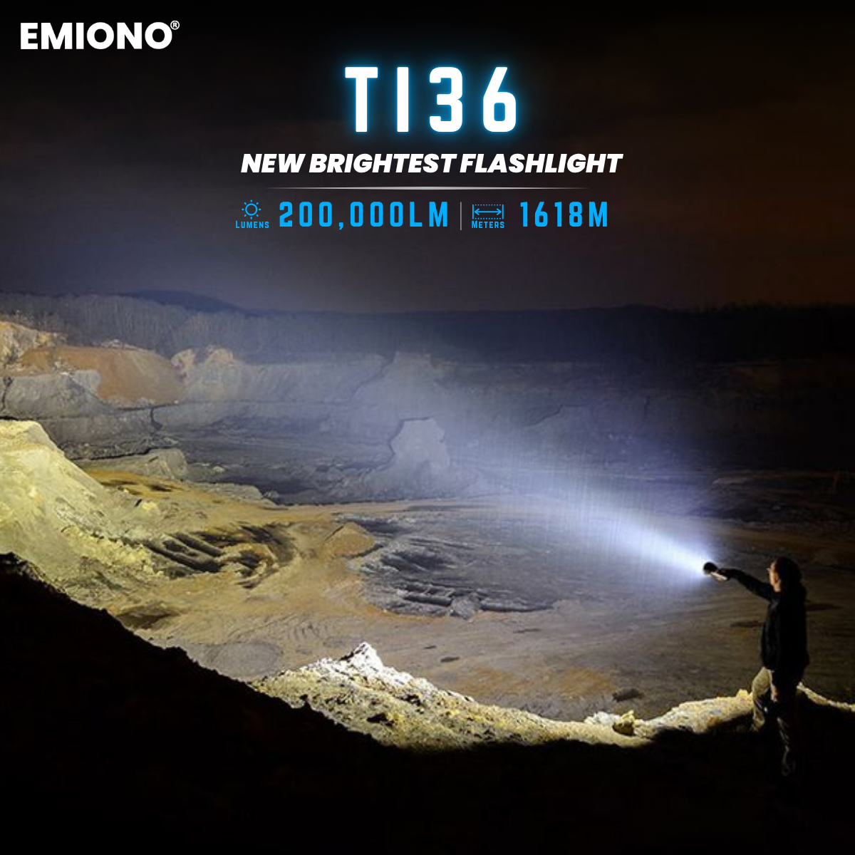 EMIONO TI36 - 200.000 LUMEN TASCHENLAMPE